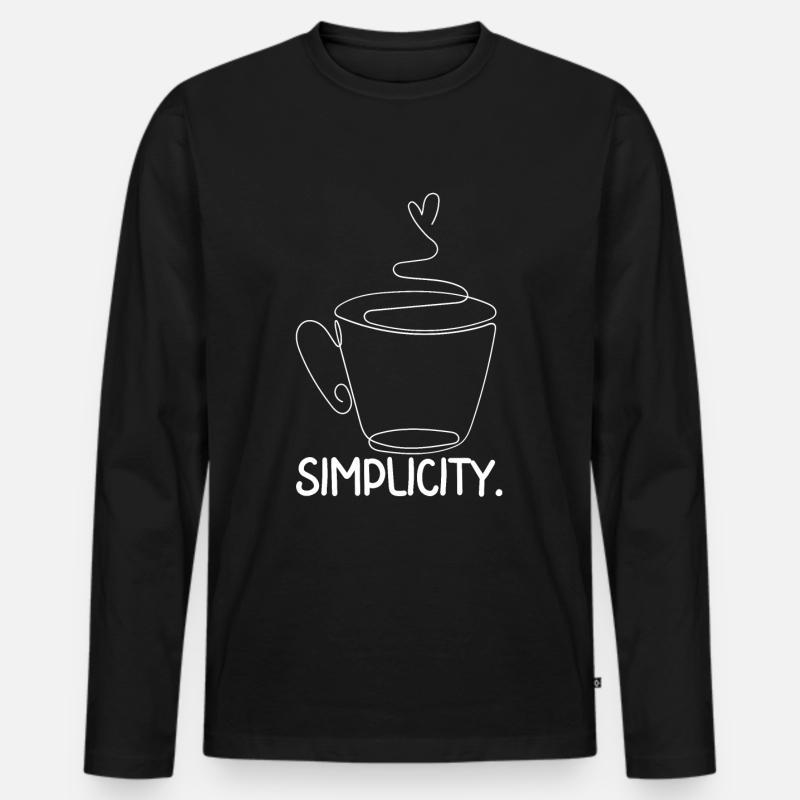 One Line Kaffee - Männer Premium Bio Langarmshirt - Schwarz