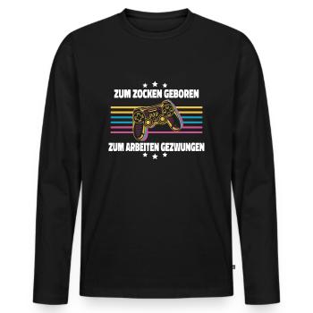 Zum Zocken Geboren Controller Zocker Gaming Gamer - Männer Premium Bio Langarmshirt - Schwarz - Vorne - Nico (187cm)