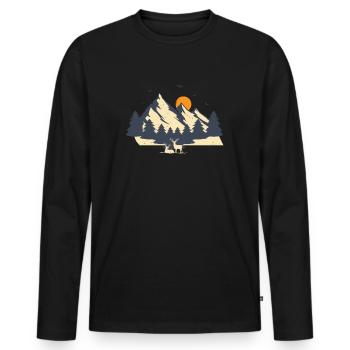 Arbre, Nature, Plein air, Forêt, Arbres, Protection de l’environnement - T-shirt manches longues Premium bio Homme - noir - Devant - Nico (187cm)