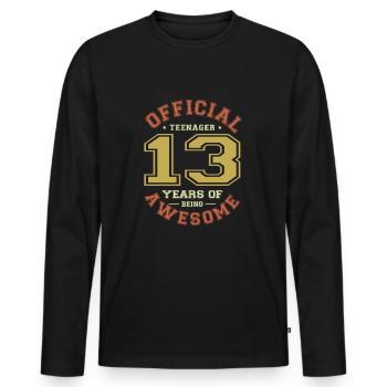 adolescent, anniversaire, officiel, - T-shirt manches longues Premium bio Homme - noir - Devant - Nico (187cm)