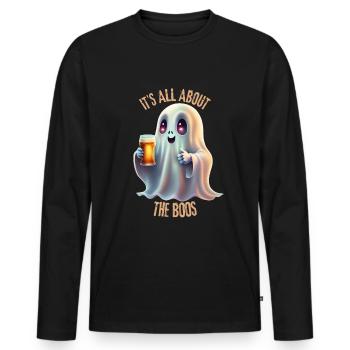 Halloween Ghost. - Men's Premium Organic Long Sleeve Shirt - black - Front - Nico (187cm)
