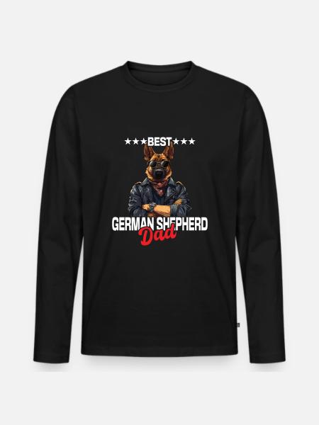 Deutscher Schäferhund Papa - Männer Premium Bio Langarmshirt - Schwarz