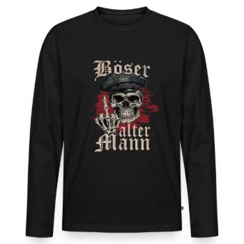 Evil Old Man - Men's Premium Organic Long Sleeve Shirt - black - Front - Nico (187cm)
