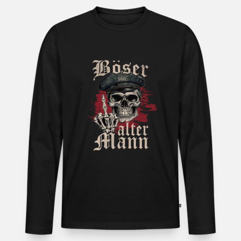Böser Alter Mann - Männer Premium Bio Langarmshirt - Schwarz