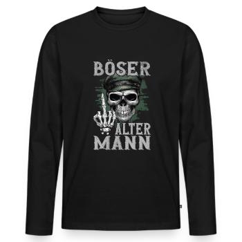 Evil Old Man - Men's Premium Organic Long Sleeve Shirt - black - Front - Nico (187cm)