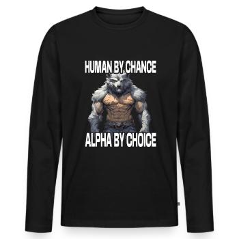 Werwolf Alpha Wolf Meme - Männer Premium Bio Langarmshirt - Schwarz - Vorne - Nico (187cm)