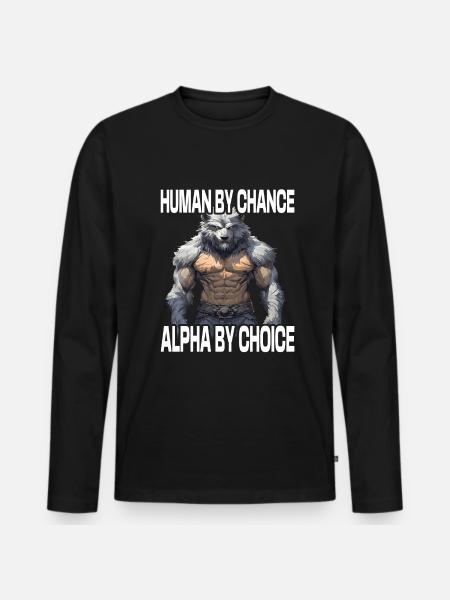 Werewolf Alpha Wolf Meme - Men's Premium Organic Long Sleeve Shirt - black