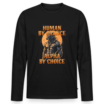 Werwolf Alpha Wolf Meme - Männer Premium Bio Langarmshirt - Schwarz - Vorne - Nico (187cm)