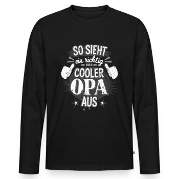 Opa Großvater Spruch - Männer Premium Bio Langarmshirt - Schwarz - Vorne - Nico (187cm)