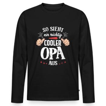 Bester Opa Großvater Spruch - Männer Premium Bio Langarmshirt - Schwarz - Vorne - Nico (187cm)