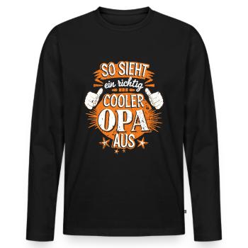 Opa Großvater Spruch - Männer Premium Bio Langarmshirt - Schwarz - Vorne - Nico (187cm)