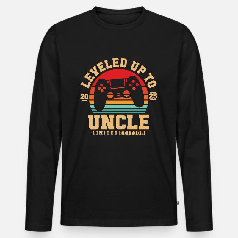 Zum Onkel aufgestiegen 2025 - Männer Premium Bio Langarmshirt - Schwarz