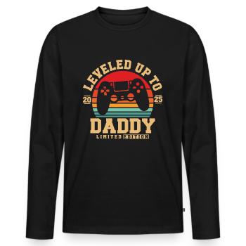Promu papa en 2025 - T-shirt manches longues Premium bio Homme - noir - Devant - Nico (187cm)