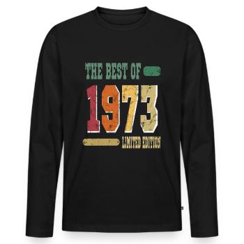 anniversaire, millésime, naissance, - T-shirt manches longues Premium bio Homme - noir - Devant - Nico (187cm)