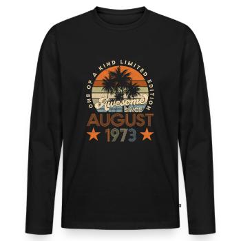 anniversaire, millésime, naissance, - T-shirt manches longues Premium bio Homme - noir - Devant - Nico (187cm)