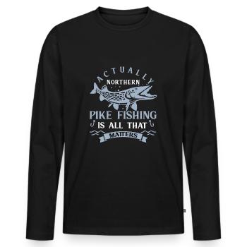 pêche, brochet, nord, - T-shirt manches longues Premium bio Homme - noir - Devant - Nico (187cm)