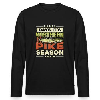 pêche, brochet, nord, - T-shirt manches longues Premium bio Homme - noir - Devant - Nico (187cm)