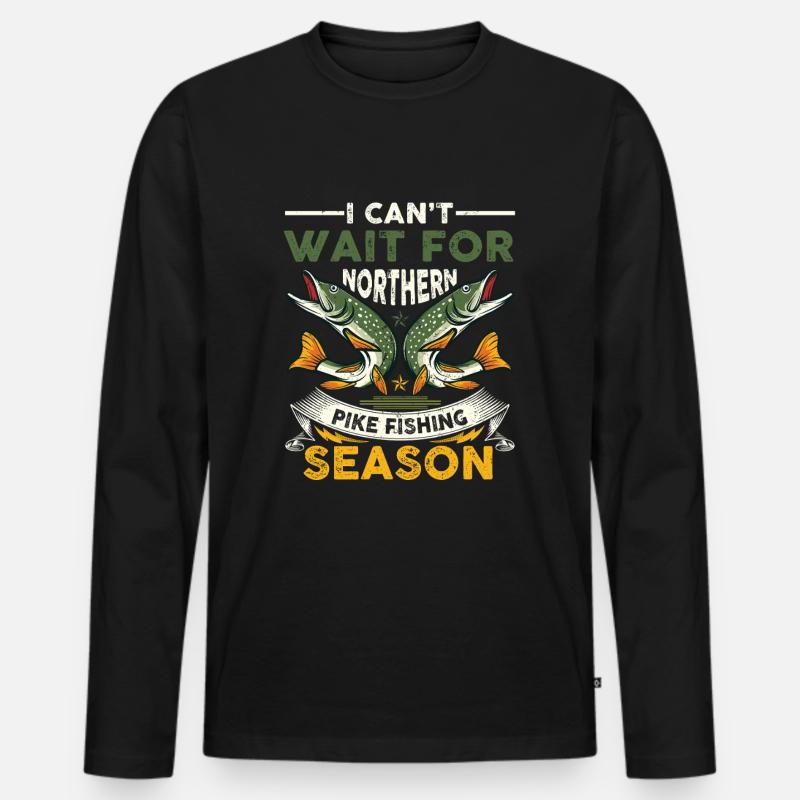 fishing, pike, northern, - Männer Premium Bio Langarmshirt - Schwarz