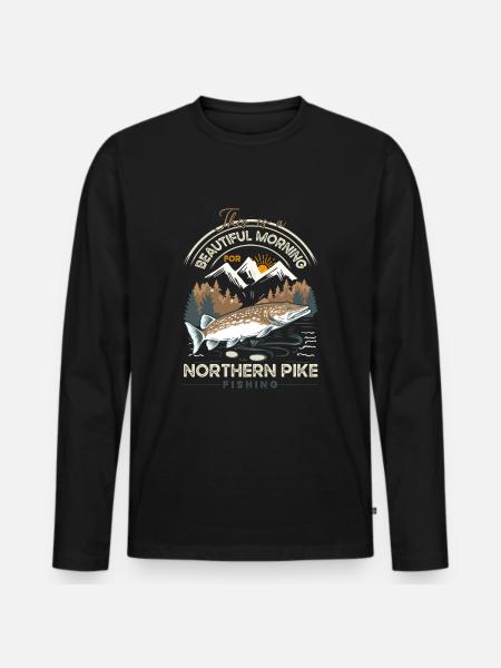 fishing, pike, northern, - Männer Premium Bio Langarmshirt - Schwarz