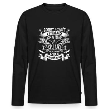 pêche, brochet, nord, - T-shirt manches longues Premium bio Homme - noir - Devant - Nico (187cm)