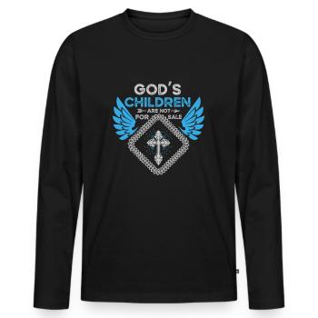 enfants, de Dieu, vente, jour, grand, drapeau, famille, - T-shirt manches longues Premium bio Homme - noir - Devant - Nico (187cm)