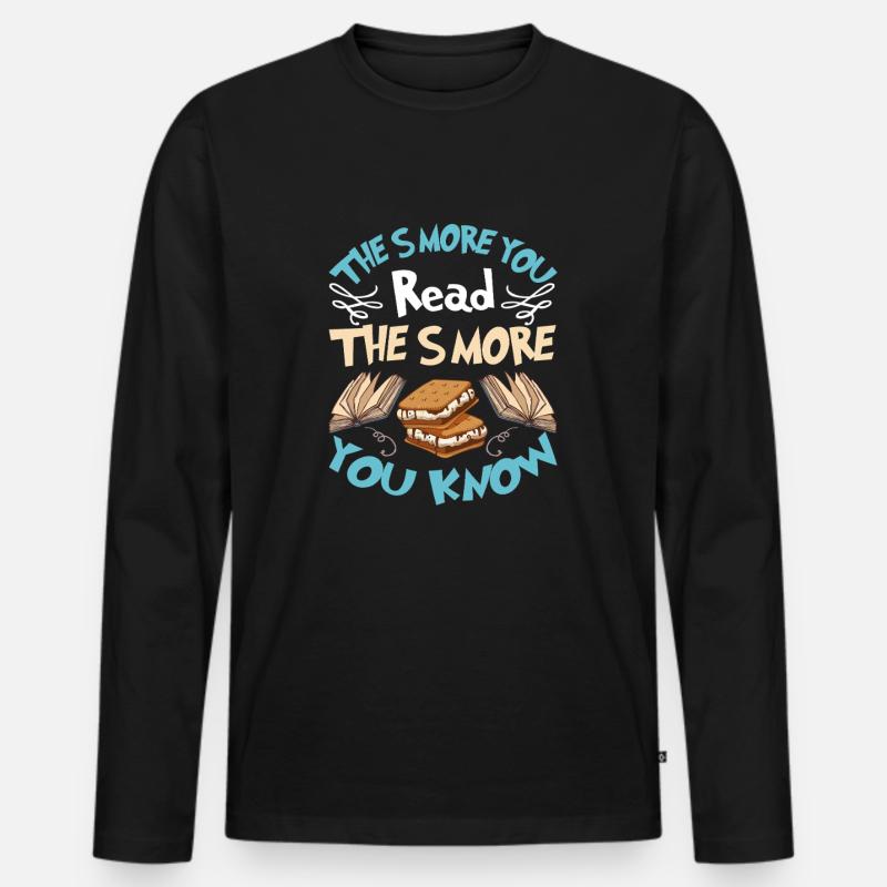 s'more, read, book, lover, perfect, reading, - Männer Premium Bio Langarmshirt - Schwarz
