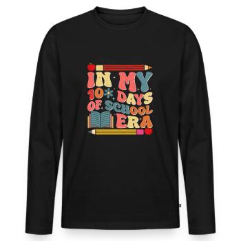 100 jours plus intelligents - Jalon éducatif - T-shirt manches longues Premium bio Homme - noir - Devant - Nico (187cm)