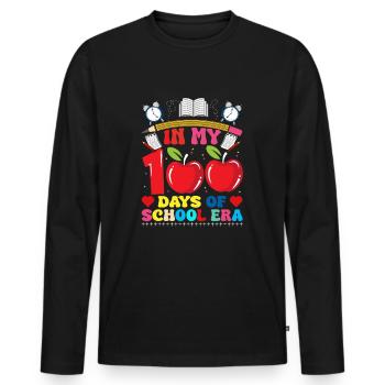 101 Days Smarter - Educational Milestone - Men's Premium Organic Long Sleeve Shirt - black - Front - Nico (187cm)