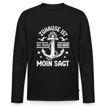 Northern Lights North Sea is where you say hello even in the evening - Men's Premium Organic Long Sleeve Shirt - black - Front - Nico (187cm)