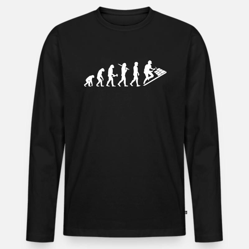 Dachdecker Dachklempner Evolution Geschenk - Männer Premium Bio Langarmshirt - Schwarz