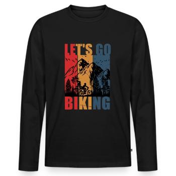 Let's go biking. Biking in Nature. - Men's Premium Organic Long Sleeve Shirt - black - Front - Nico (187cm)