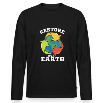 Earth Day Tag Erde Our Earth unsere Erde Planet - Men's Premium Organic Long Sleeve Shirt - black - Front - Nico (187cm)