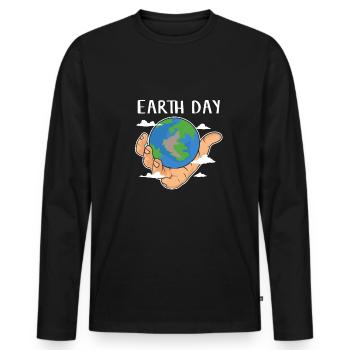 Jour de la Terre Tag der Erde Our Earth unser Erde Planet - T-shirt manches longues Premium bio Homme - noir - Devant - Nico (187cm)