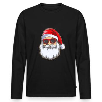 Weihnachtsmann Cooler Santa Weihnachten - Männer Premium Bio Langarmshirt - Schwarz - Vorne - Nico (187cm)