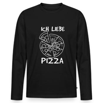 Pizza Ich Liebe Pizza Für Pizza Liebhaber Essen - Männer Premium Bio Langarmshirt - Schwarz - Vorne - Nico (187cm)