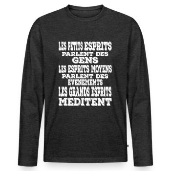 Meditation, libération - T-shirt manches longues Premium bio Homme - anthracite chiné - Devant - Nico (187cm)