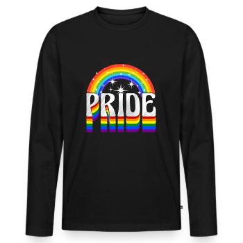 Mois de la fierté | Arc-en-ciel Amour Liberté - T-shirt manches longues Premium bio Homme - noir - Devant - Nico (187cm)
