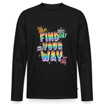 Trouvez votre chemin | Rainbow Pride Liberté Bonne journée - T-shirt manches longues Premium bio Homme - noir - Devant - Nico (187cm)