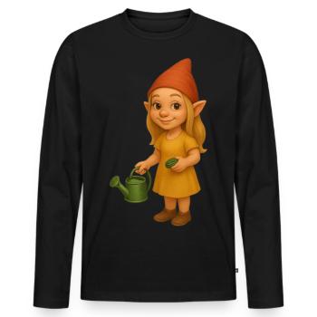 Zwergin mit Gießkanne - Männer Premium Bio Langarmshirt - Schwarz - Vorne - Nico (187cm)
