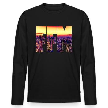FFM Frankfurt Am Main Skyline Mainhattan - T-shirt manches longues Premium bio Homme - noir - Devant - Nico (187cm)