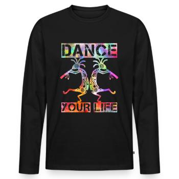 Native Americans Kokopelli - Dance Your Life 3 - Männer Premium Bio Langarmshirt - Schwarz - Vorne - Nico (187cm)