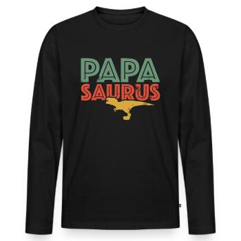 Papasaurus Dinosaurier Vatertag Papa Dino Vater - Männer Premium Bio Langarmshirt - Schwarz - Vorne - Nico (187cm)