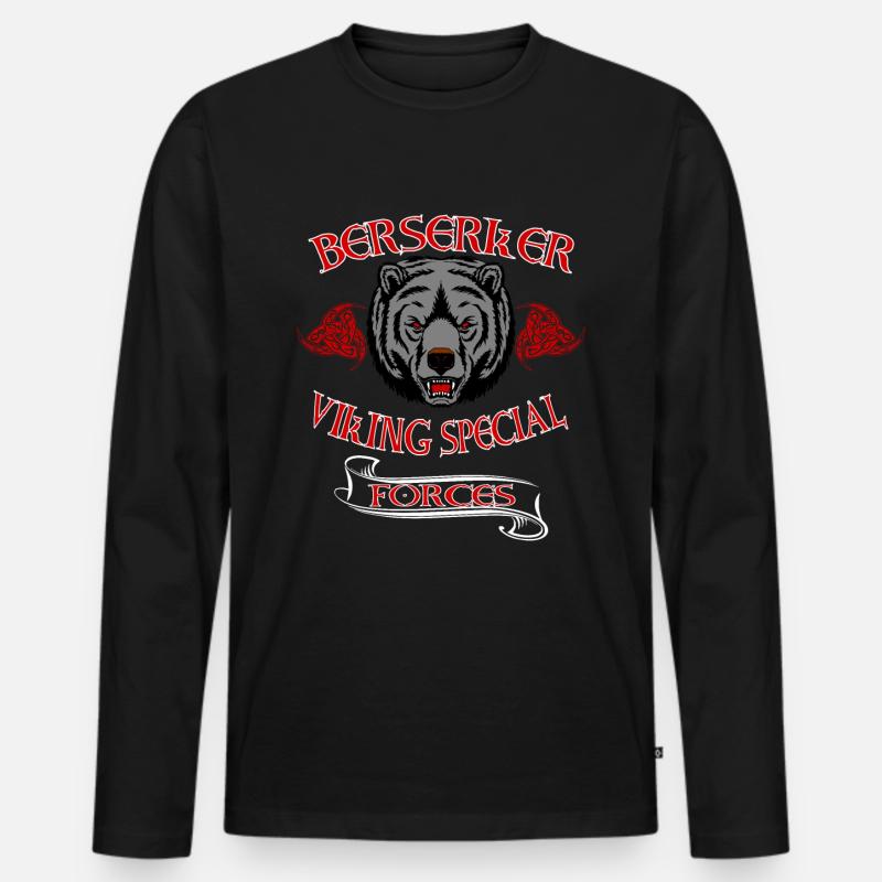 Berserker Wikinger Bär - Männer Premium Bio Langarmshirt - Schwarz