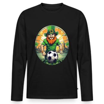 St. Patrick's Day Kleeblatt Fußball - Männer Premium Bio Langarmshirt - Schwarz - Vorne - Nico (187cm)