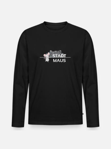 Stadtmaus Skyline Geschenkidee - Männer Premium Bio Langarmshirt - Schwarz