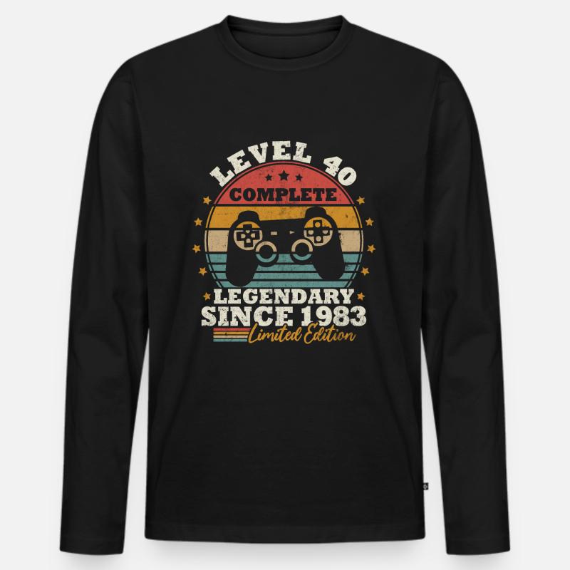 Level 40 freigeschaltet - Männer Premium Bio Langarmshirt - Schwarz