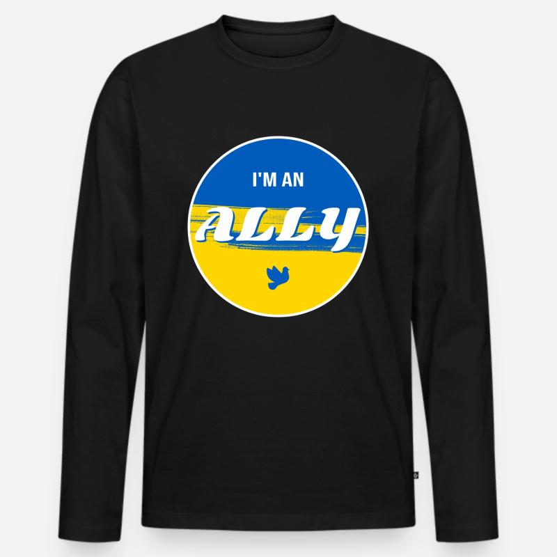Ukraine ALLY - Männer Premium Bio Langarmshirt - Schwarz