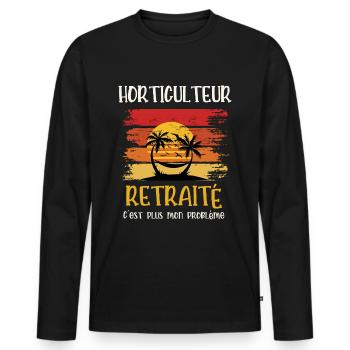 horticulteur retraité - T-shirt manches longues Premium bio Homme - noir - Devant - Nico (187cm)