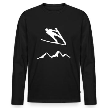 Skispring skis skieurs montagne sports d’hiver cadeau - T-shirt manches longues Premium bio Homme - noir - Devant - Nico (187cm)