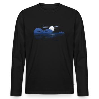 Violin Lake Reflection Geige See Bäume Reflektion - Männer Premium Bio Langarmshirt - Schwarz - Vorne - Nico (187cm)